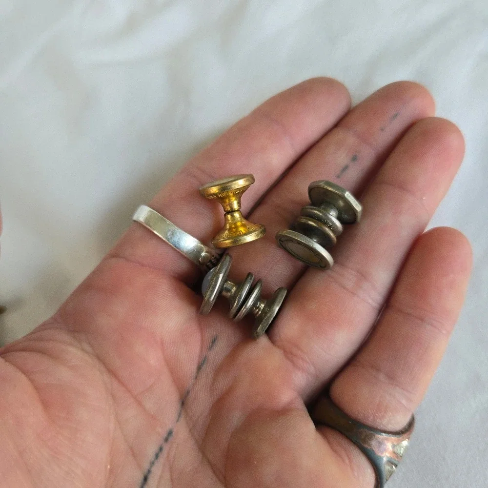 VTG 3 Collar Studs Lot Gold Silver Blue Tuxedo Shirt Buttons England‎ Unbranded